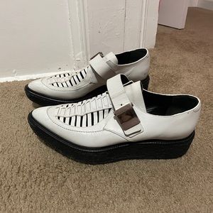 Proenza Schouler white pointy toe platform creepers